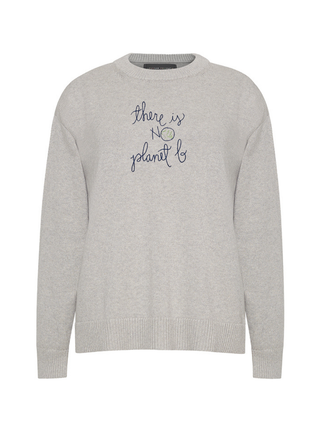 "there is no planet b" Maxine Sweater Cotton Cashmere Core LINGUA FRANCA NYC Smoke XS