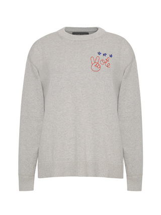 "peace + vote" Maxine Sweater Cotton Cashmere Core LINGUA FRANCA NYC Smoke XS