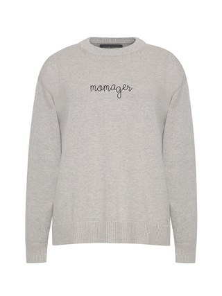 "momager" Maxine Sweater Cotton Cashmere Core LINGUA FRANCA NYC Smoke XS