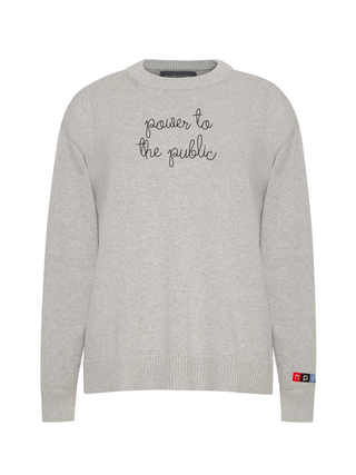 "power to the public" Maxine Sweater Cotton Cashmere Core LINGUA FRANCA NYC Smoke XS