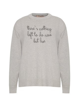 "there's nothing left to do now but live" Maxine Sweater Cotton Cashmere LINGUA FRANCA NYC Smoke XS