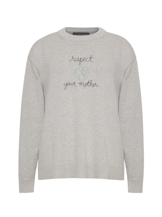 "respect your mother" Maxine Sweater Cotton Cashmere LINGUA FRANCA NYC Smoke XS