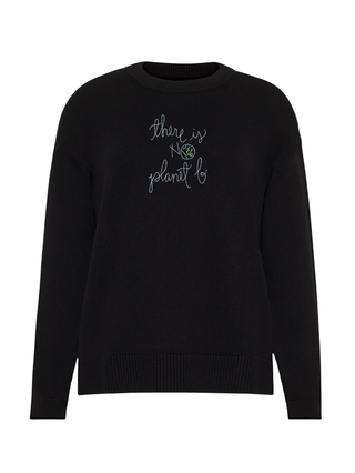 "there is no planet b" Maxine Sweater Cotton Cashmere Core LINGUA FRANCA NYC Black XS