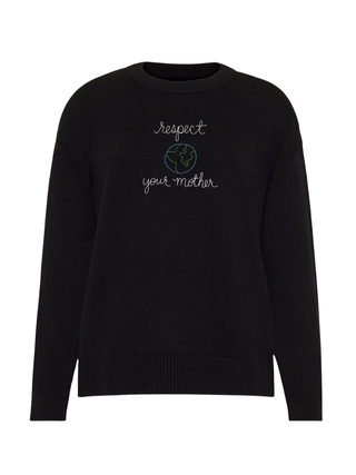 "respect your mother" Maxine Sweater Cotton Cashmere Core LINGUA FRANCA NYC Black XS