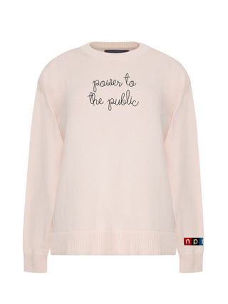 "power to the public" Maxine Sweater Cotton Cashmere LINGUA FRANCA NYC Pale Pink XS
