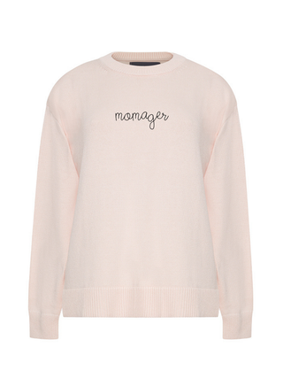 "momager" Maxine Sweater Cotton Cashmere Core LINGUA FRANCA NYC Pale Pink XS
