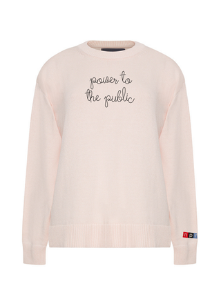 "power to the public" Maxine Sweater Cotton Cashmere Core LINGUA FRANCA NYC Pale Pink XS