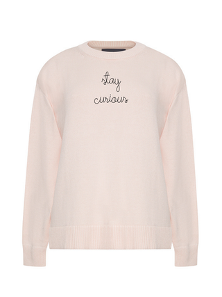 "stay curious" Maxine Sweater Cotton Cashmere LINGUA FRANCA NYC Pale Pink XS