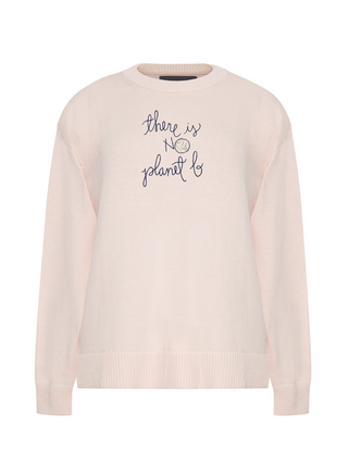 "there is no planet b" Maxine Sweater Cotton Cashmere Core LINGUA FRANCA NYC Pale Pink XS