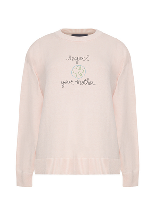"respect your mother" Maxine Sweater Cotton Cashmere Core LINGUA FRANCA NYC Pale Pink XS