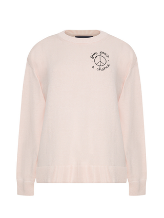 "give peace a chance" Maxine Sweater Cotton Cashmere Core LINGUA FRANCA NYC Pale Pink XS