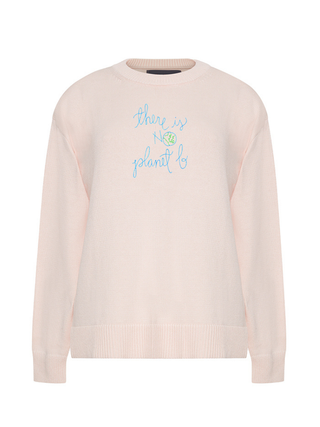 "there is no planet b" Maxine Sweater Cotton Cashmere LINGUA FRANCA NYC Pale Pink XS
