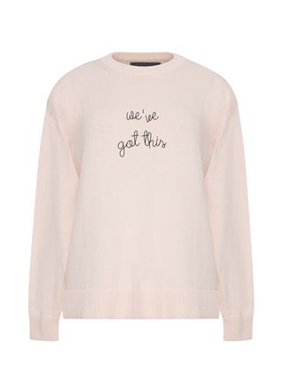 "we've got this" Maxine Sweater Cotton Cashmere Core LINGUA FRANCA NYC Pale Pink XS