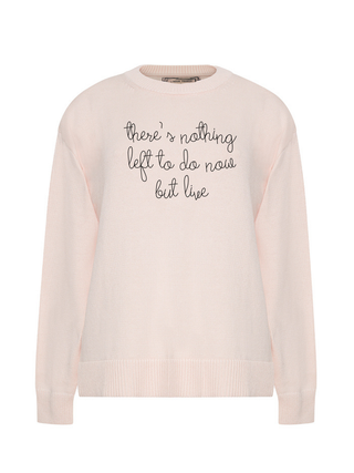 "there's nothing left to do now but live" Maxine Sweater Cotton Cashmere LINGUA FRANCA NYC Pale Pink XS