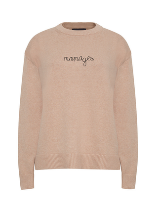"momager" Maxine Sweater Cotton Cashmere Core LINGUA FRANCA NYC Oatmeal XS