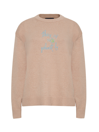 "there is no planet b" Maxine Sweater Cotton Cashmere LINGUA FRANCA NYC Oatmeal XS