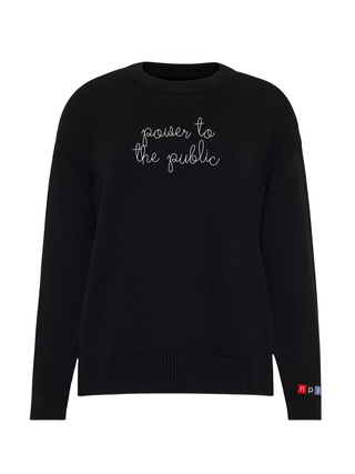 "power to the public" Maxine Sweater Cotton Cashmere Core LINGUA FRANCA NYC Black XS