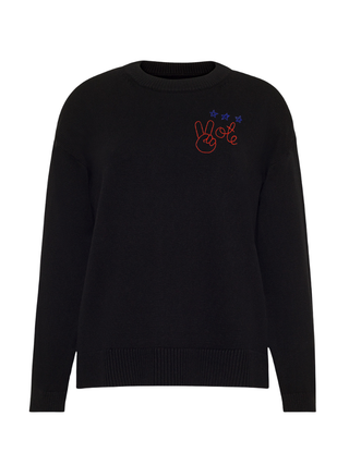 "peace + vote" Maxine Sweater Cotton Cashmere Core LINGUA FRANCA NYC Black XS