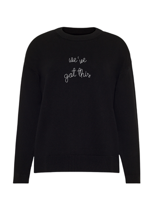 "we've got this" Maxine Sweater Cotton Cashmere Core LINGUA FRANCA NYC Black XS