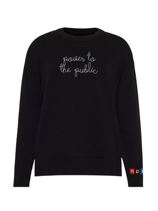 "power to the public" Maxine Sweater Cotton Cashmere LINGUA FRANCA NYC Black XS