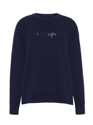 "i heart npr" Maxine Sweater Cotton Cashmere LINGUA FRANCA NYC Navy XS