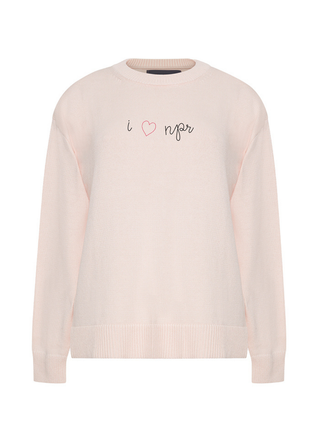 "i heart npr" Maxine Sweater Cotton Cashmere LINGUA FRANCA NYC Pale Pink XS
