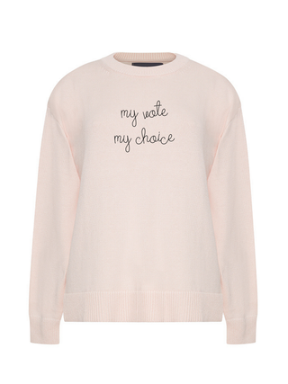 "my vote my choice" Maxine Sweater Maxine LINGUA FRANCA NYC Pale Pink XS