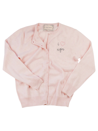 "i heart npr" Classic Cardigan Cashmere Core LINGUA FRANCA NYC Pale Pink XS