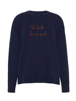 "'til death do us part" Maxine Sweater Cotton Cashmere LINGUA FRANCA NYC Navy XS