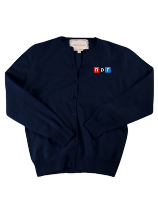 "npr block logo"Classic Cardigan Cashmere Core LINGUA FRANCA NYC Navy XS
