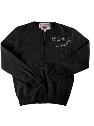 "'til death do us part" Classic Cardigan Cashmere Core LINGUA FRANCA NYC Black XS