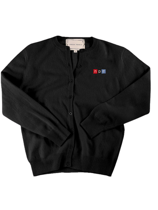 "npr block logo" Classic Cardigan Cashmere Core LINGUA FRANCA NYC Black XS