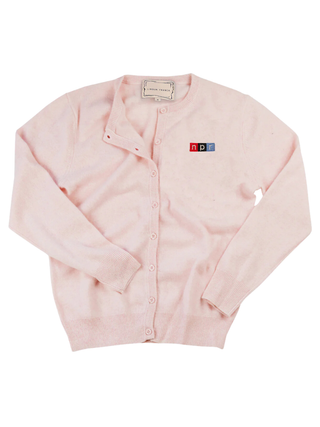 "npr block logo" Classic Cardigan Cashmere Core LINGUA FRANCA NYC Pale Pink XS