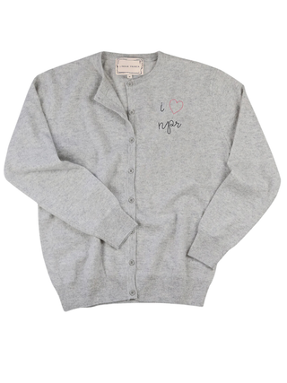 "i heart npr" Classic Cardigan Cashmere Core LINGUA FRANCA NYC Smoke XS