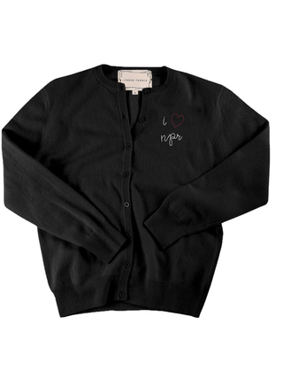 "i heart npr" Classic Cardigan Cashmere Core LINGUA FRANCA NYC Black XS
