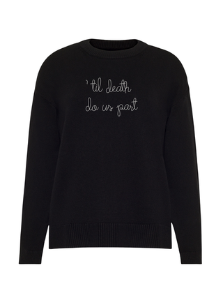 "'til death do us part" Maxine Sweater Cotton Cashmere LINGUA FRANCA NYC Black XS