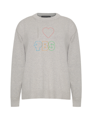 "i heart pbs logo" Maxine Sweater Cotton Cashmere Core LINGUA FRANCA NYC Smoke XS