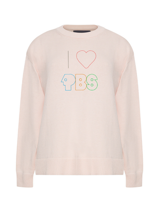 "i heart pbs logo" Maxine Sweater Cotton Cashmere Core LINGUA FRANCA NYC Pale Pink XS