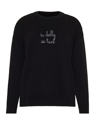"in dolly we trust" Maxine Sweater Cotton Cashmere LINGUA FRANCA NYC Black XS