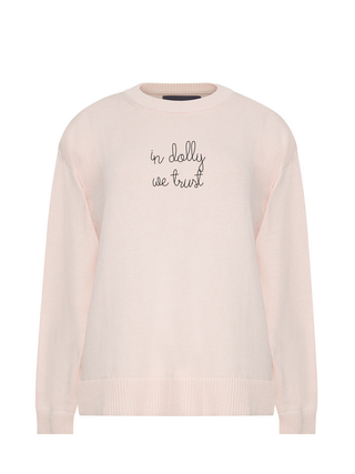 "in dolly we trust" Maxine Sweater Cotton Cashmere LINGUA FRANCA NYC Pale Pink XS