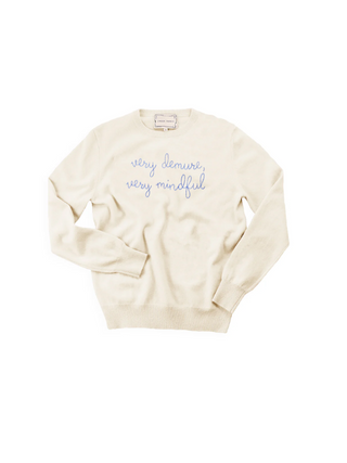 "very demure, very mindful" Crewneck Sweater Lingua Franca NYC Cream XS 