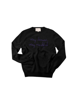 "very demure, very mindful" Crewneck Sweater Lingua Franca NYC Black XS 