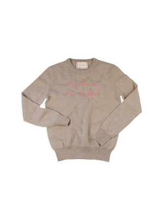 "very demure, very mindful" Crewneck Sweater Lingua Franca NYC Oatmeal XS 