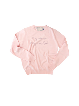 "very demure, very mindful" Crewneck Sweater Lingua Franca NYC Pale Pink XS 