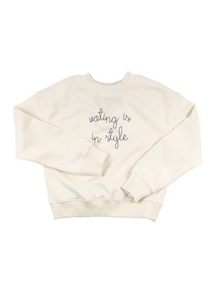 "voting is in style" Kids' Sweatshirt Sweatshirt Donation20p Cream 2T 