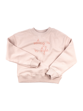 "voting is in style" Kids' Sweatshirt Sweatshirt Donation20p Light Pink 2T 