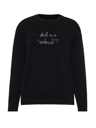 what is a "weekend"? Maxine Sweater Cotton Cashmere LINGUA FRANCA NYC Black XS