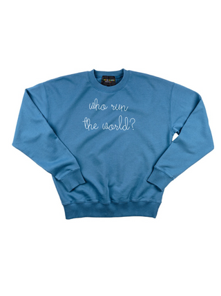 "who run the world" Women's Sweatshirt Sweatshirt Ecovest Vintage Blue XS 