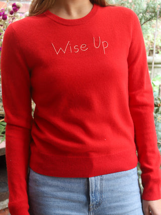 "Wise Up" Crewneck Sweater LINGUA FRANCA NYC   