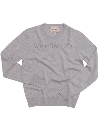 "wiser than me" Crewneck Sweater LINGUA FRANCA NYC Heather XS 